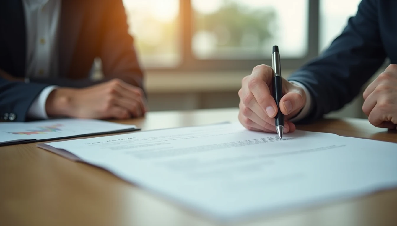 Plano de un contrato de alquiler con una pluma encima
